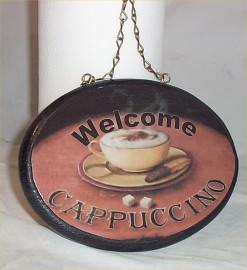Coffee Cappuccino Welcome Sign Waiter Bistro Signs Oval Bistro Welcome 