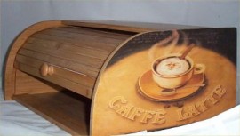 Coffee latte Bread Box Bamboo Wood Cafe Bistro Kitchen Chefs New