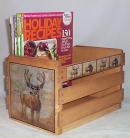 Deer Elk Magazine Rack Holder Cabin Lodge Decor Hunters Decoration Solid Wood 