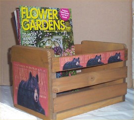 Bear Magazine Rack Holder Cabin Lodge Decor Hunters Decoration Solid Wood 