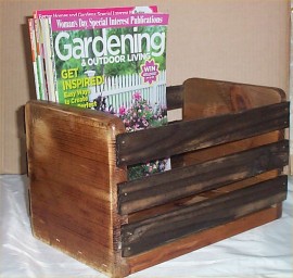 Magazine Rack Holder Home Decor Faux Barn Wood Crate Cabin Lodge Decoration     