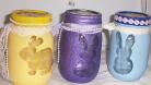 Easter Mason Jar Candy Dishes Rabbits 3 With Ribbons Pearls Use for Candle Also