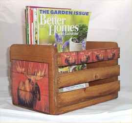 Moose Magazine Rack Holder Cabin Lodge Decor Hunters Decoration Solid Wood