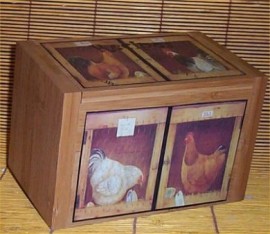 Bamboo Recipe Box Rooster Farm Country Kitchen Decor