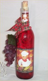 Fat Chef Wine Bottle Light Decor Night Lite Chef Red #2