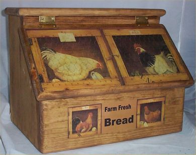 Bread Box Solid Hard Wood Rooster Farm Country Kitchen ...